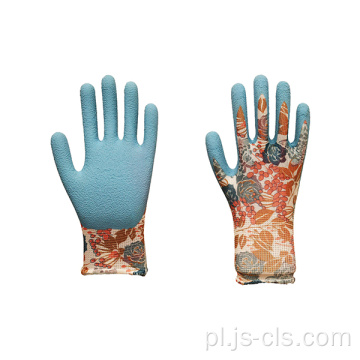 Garden Series Haze Blue Printed Lateksowe rękawiczki ogrodowe